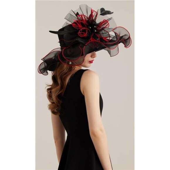 Women's Kentucky Derby Church Dress Hat 03-black - Picture 5 of 6